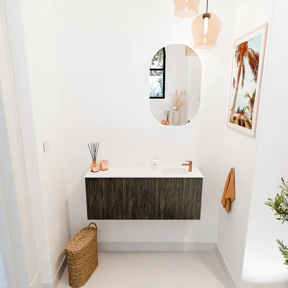 Mondiaz Joya 100cm toiletmeubel shadow met wastafel faye rechts 1 kraangat talc