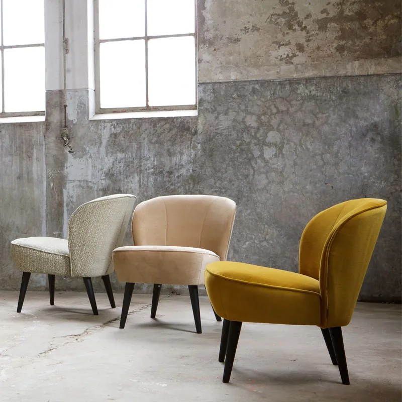 Woood Sara Okergele Fauteuil Fluweel