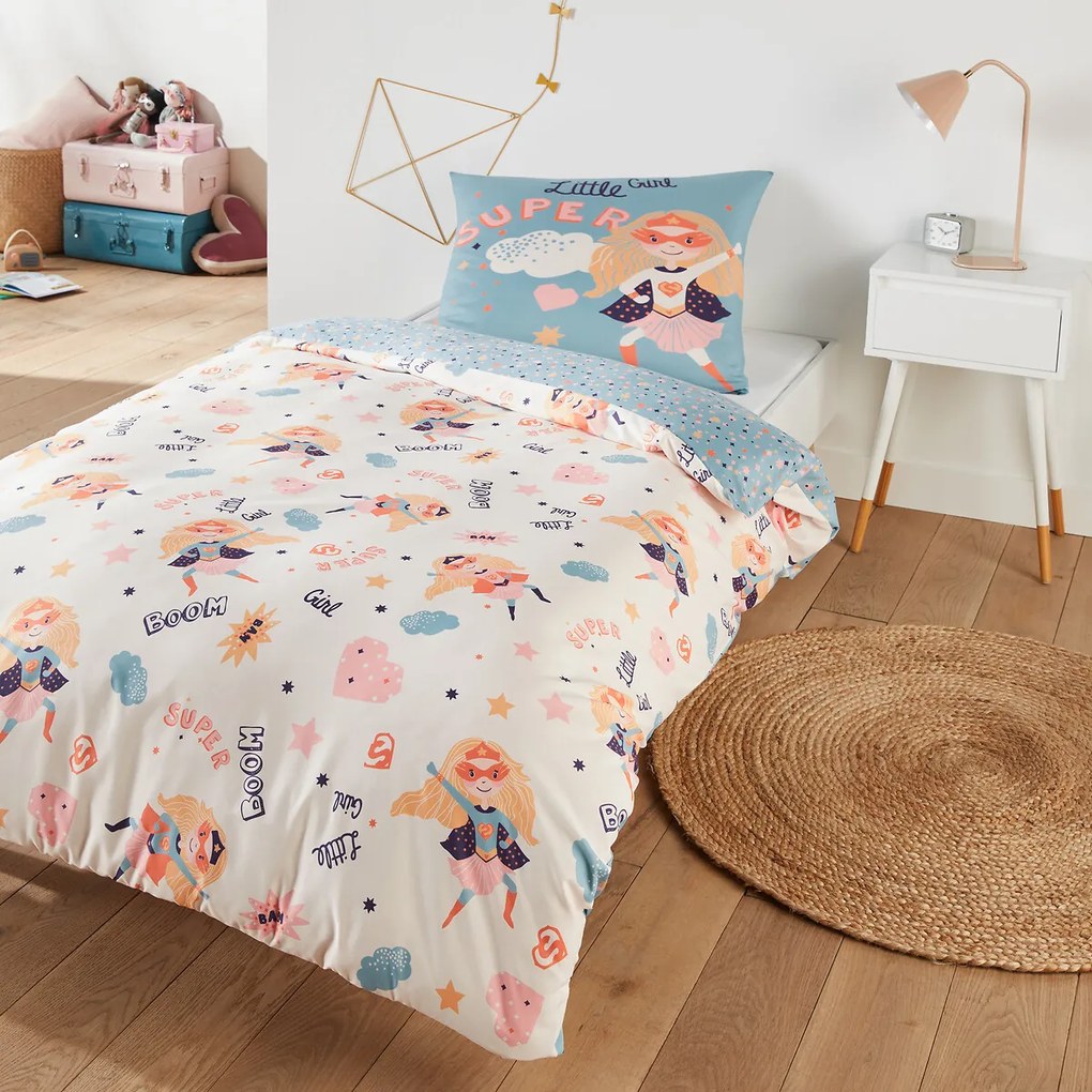 Bedset in recycled microvezel, rechthoekige kussensloop