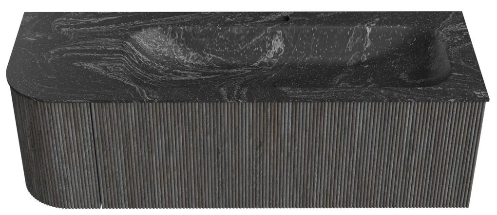 Mondiaz Kurve-dlux 135cm badmeubel ronding links shadow met 1 lade en deur en wastafel big medium kraangat rechts lava