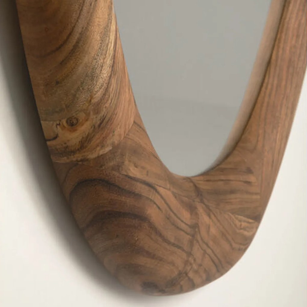 Driehoek Spiegel Acacia Hout - 101x62cm