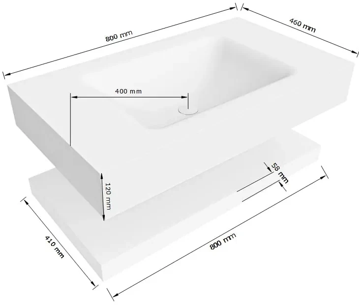 Zaro Alan badmeubel 80cm met planchet urban en vrijhangende wastafel cloud midden zonder kraangat talc