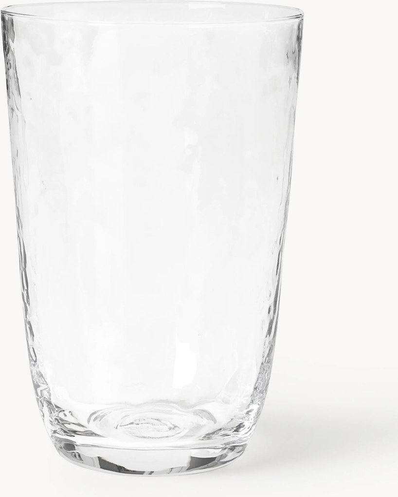 Mondgeblazen waterglazen Hammered met oneven oppervlak, 4 stuks