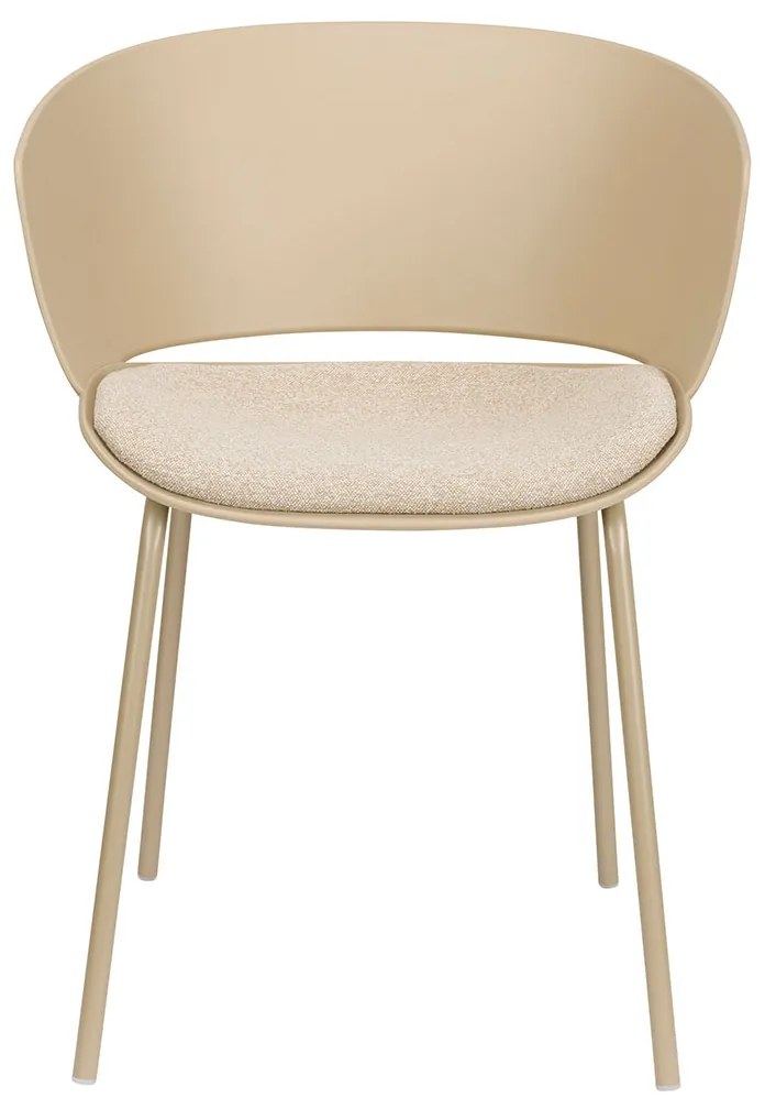 Plastic Kuipstoel Met Zitkussen Beige
