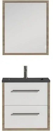 Tiger Boston badmeubel met spiegelkast en zwarte wastafel 60cm chalet eiken
