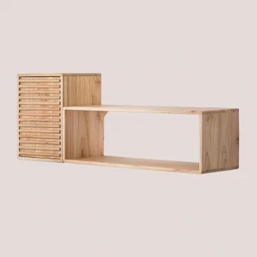 Set Van 2 Houten Wandplanken Deleyna Bruin – Natuurlijk Hout - Sklum