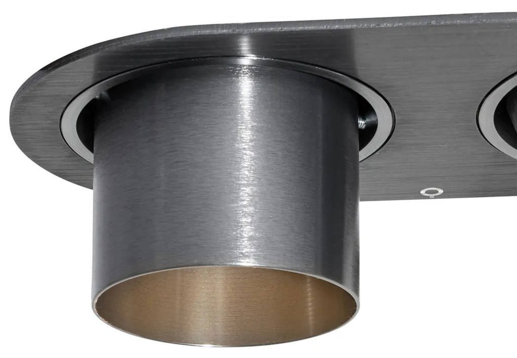 Afgeronde inbouwspot gunmetal GU10 50mm 2-lichts - Installa Modern GU10 Binnenverlichting Lamp