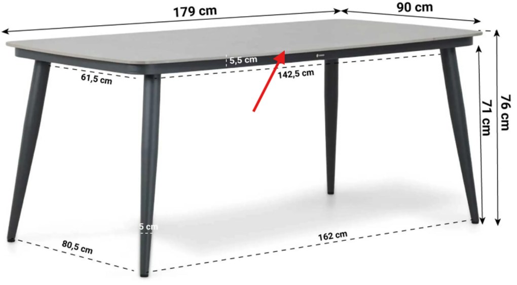 Tuinset 4 personen 180 cm Aluminium/wicker Grijs Lifestyle Garden Furniture Western/Vienna