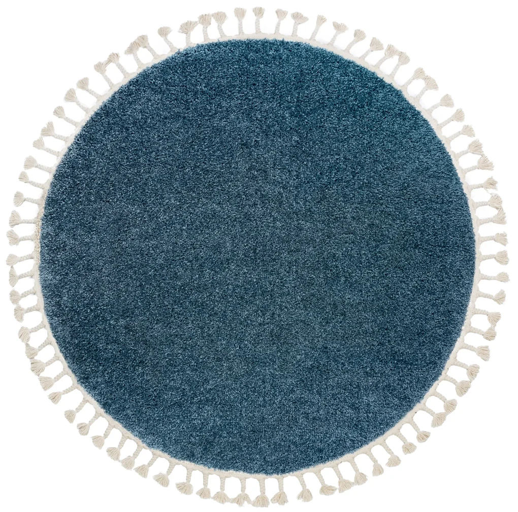 Tapijt BERBER 9000 ROND blauwrand ,  Barber , marokkaanse shaggy
