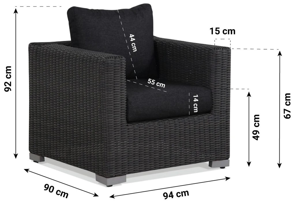 Stoel en Bank Loungeset 5 personen Wicker Grijs Garden Collections Toronto