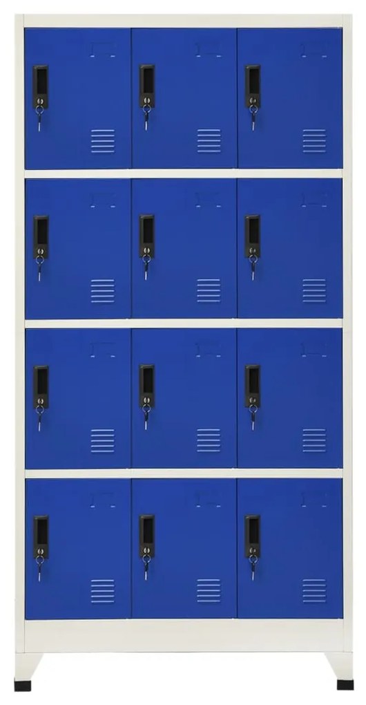 vidaXL Lockerkast 90x45x180 cm staal grijs en blauw