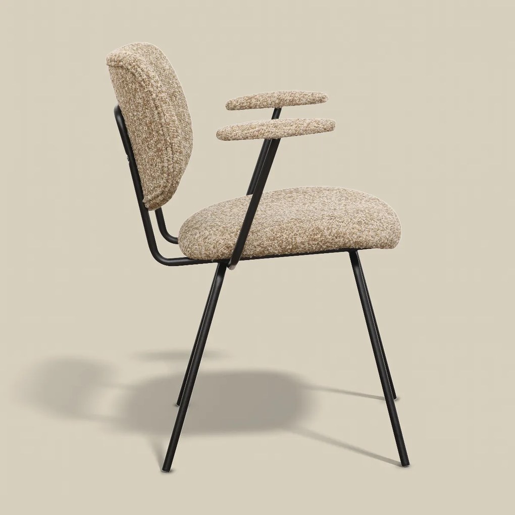 Moderne Eetkamerstoel Met Armleuningen Beige