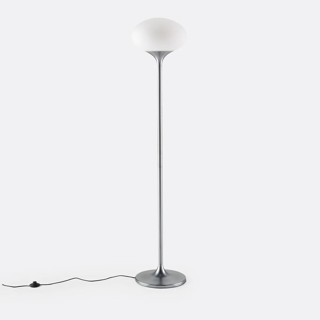 Vloerlamp van chroom en opaline metaal, Merisa