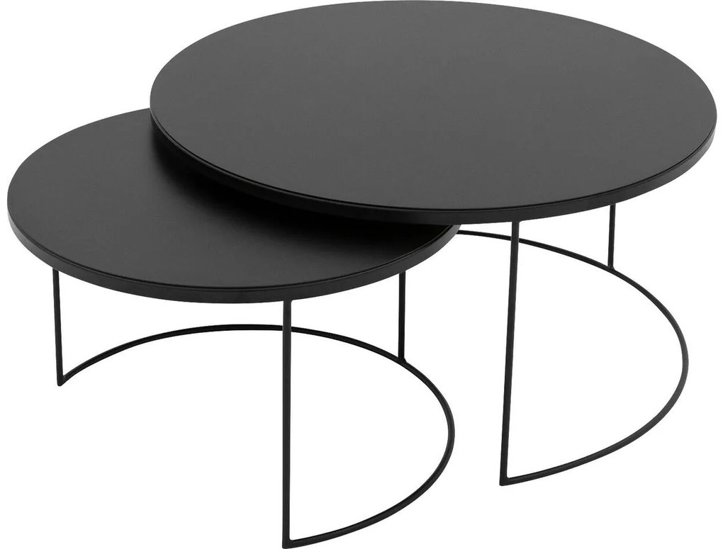 Goossens Salontafel Oda rond, metaal zwart, elegant chic, 80 x 41 x 80 cm