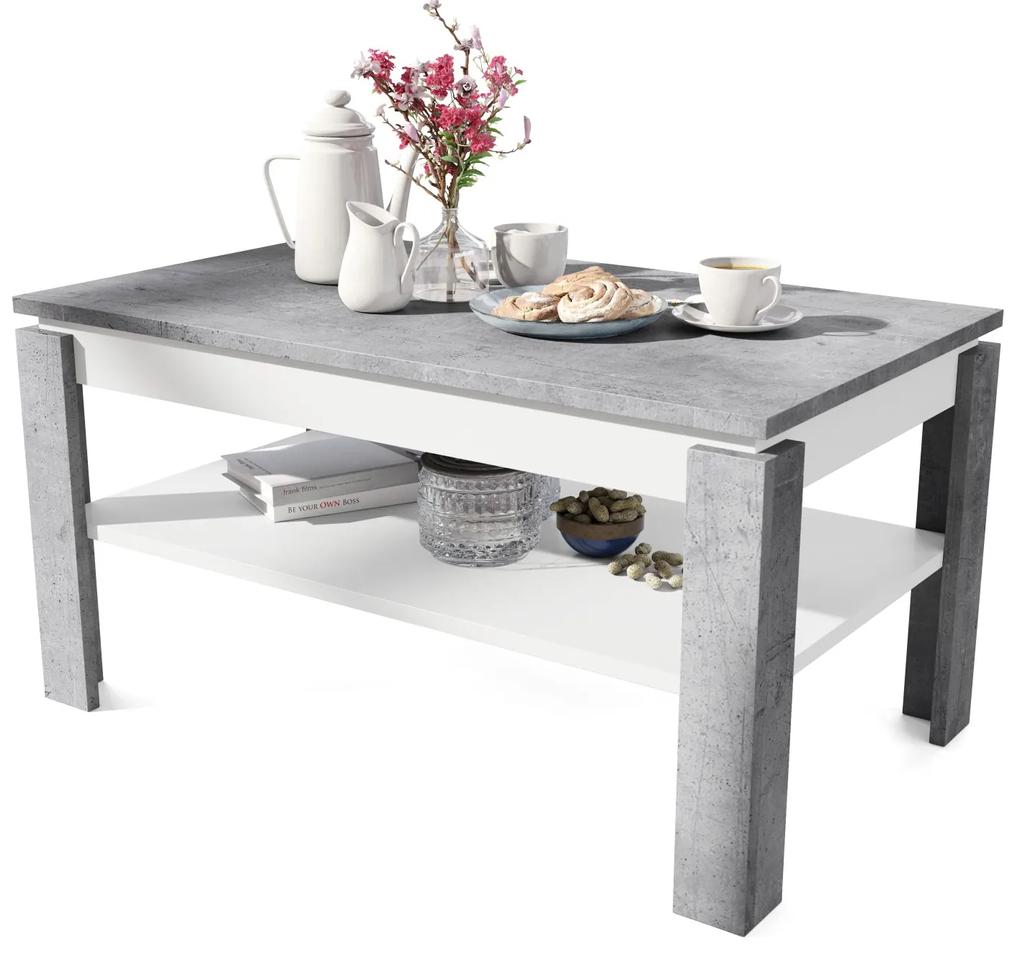ASTI-P Millenium beton/wit mat - moderne salontafel met liftblad