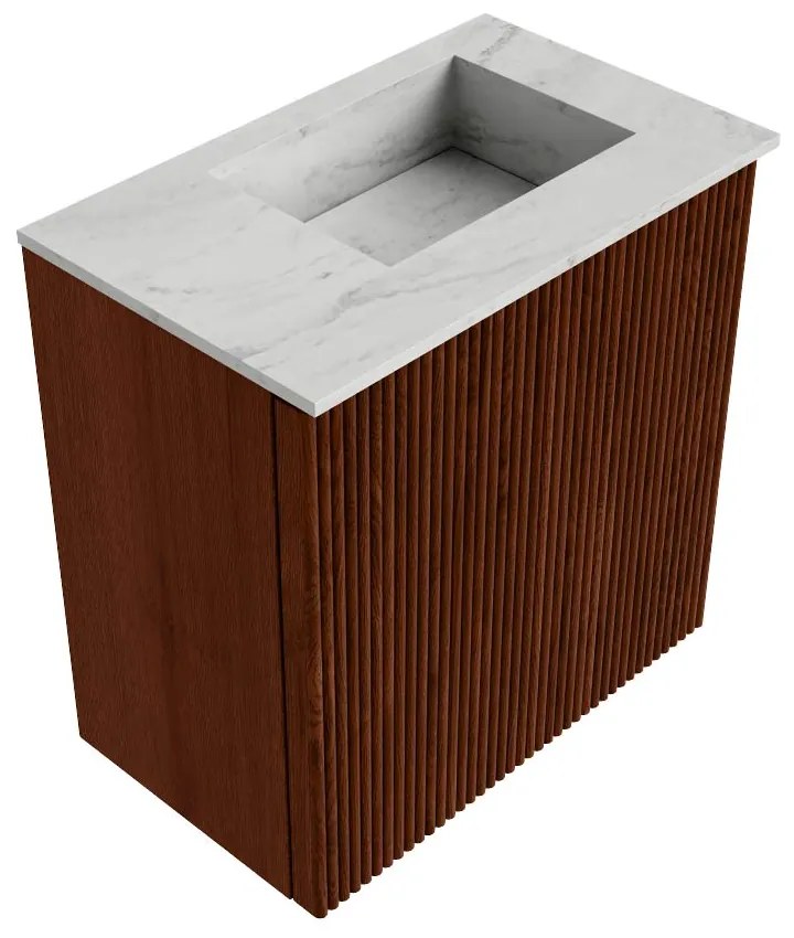 Mondiaz Joya DLux 40cm toiletmeubel ruby met wastafel faye rechts zonder kraangat opalo