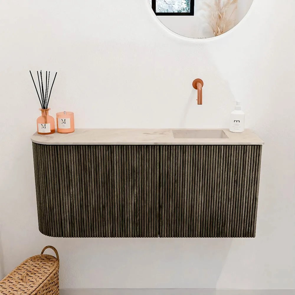 Mondiaz Joya DLux 90cm toiletmeubel ronding links shadow met wastafel faye rechts zonder kraangat frappe