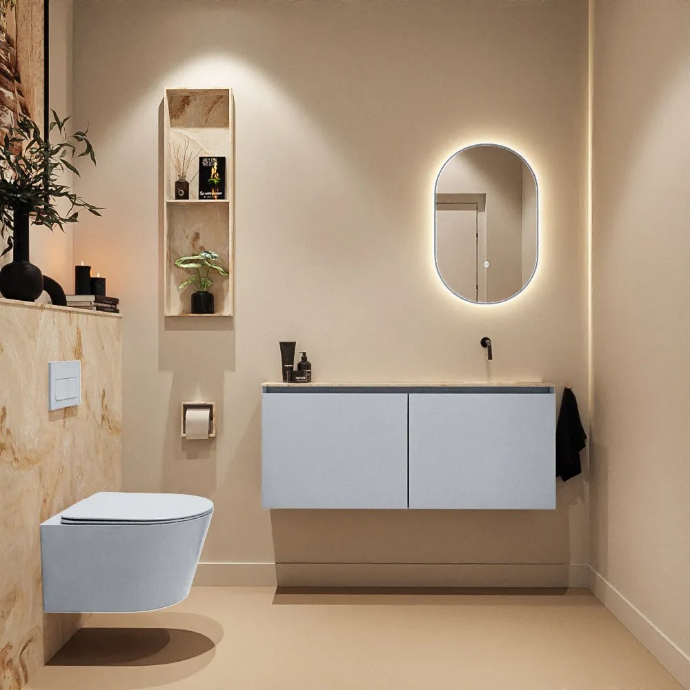 Mondiaz Ture DLux toiletmeubel 120cm clay met wastafel frappe rechts zonder kraangat