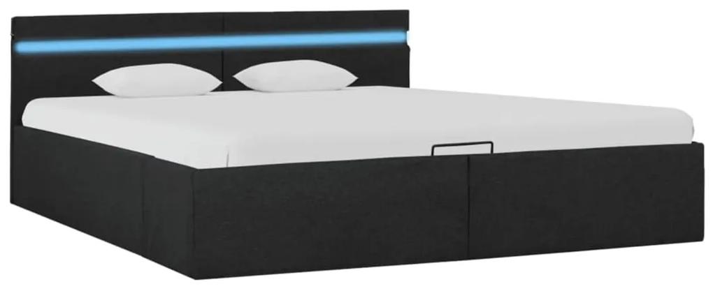 vidaXL Bedframe met opbergruimte en LED stof donkergrijs 180x200 cm