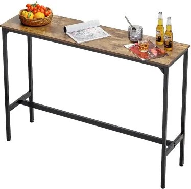 VEVOR Bartafel Bistrotafel Pubtafel met metalen frame, smalle en lange keukentafel Eettafel (1397 x 381 x 991 mm), displaytafel voor woonkamerfeesten pubs eetkamer cafés, bruin en zwart
