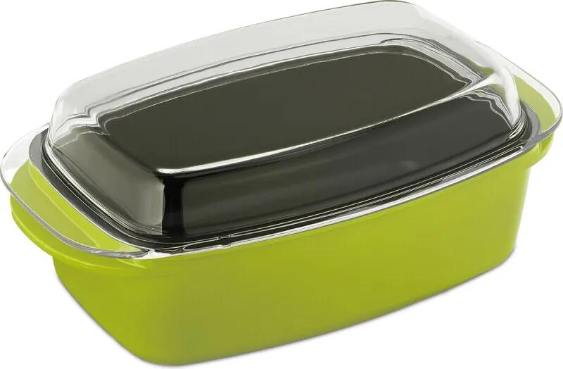 Ovenschaal met deksel - aluminium en glas - braadslede - antiaanbaklaag - groen