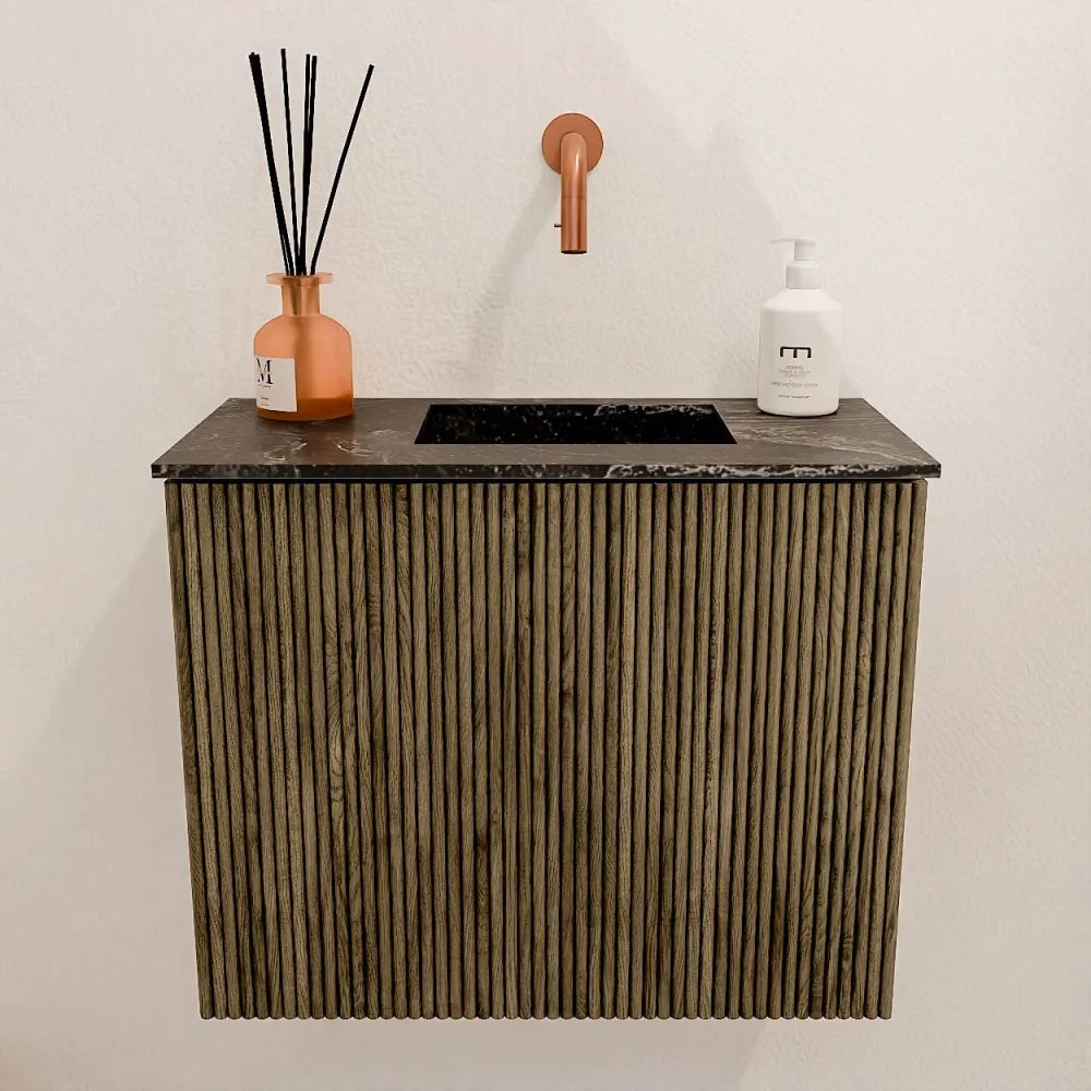 Mondiaz Joya DLux 50cm toiletmeubel dusk met wastafel faye rechts zonder kraangat lava