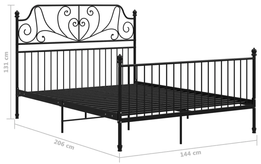 vidaXL Bedframe metaal zwart 140x200 cm