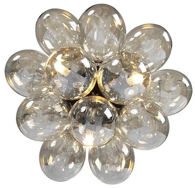 Smart plafondlamp zwart met amber glas 3-lichts incl. Zigbee G9 - Uvas