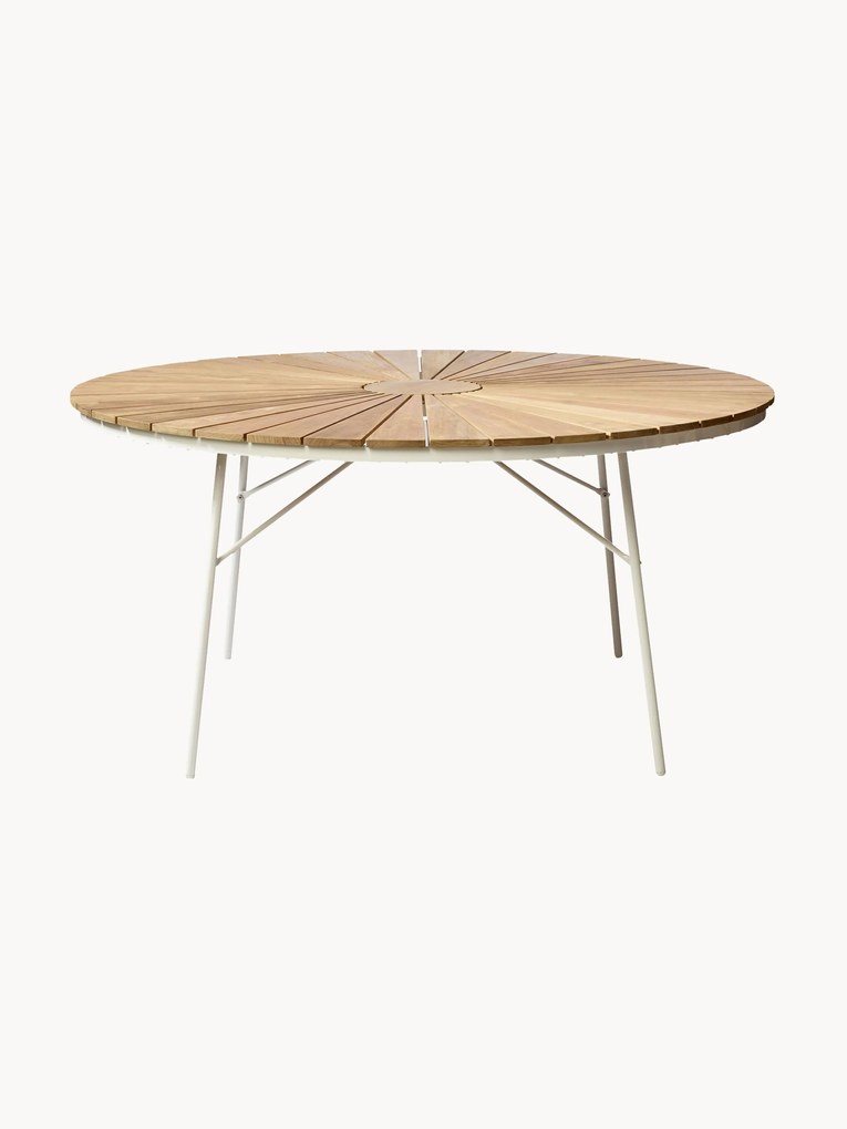 Ronde tuintafel Ellen met teakhouten tafelblad, in verschillende formaten