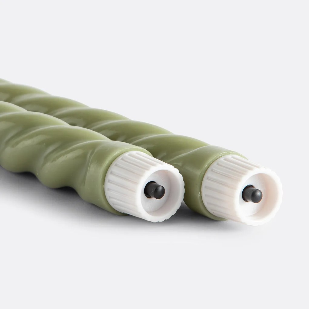 Set van 2 gedraaide LED kaarsen in wax, Caspar