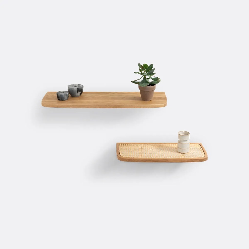 Set van 2 wandplanken in eik en vlechtwerk, Buisseau