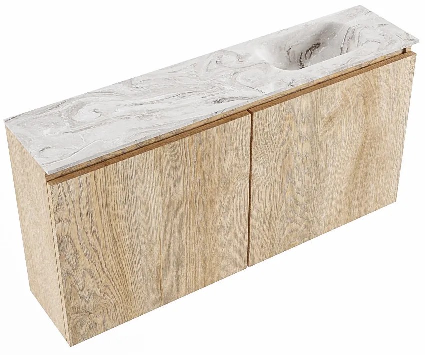 Mondiaz Ture DLux toiletmeubel 100cm washed oak met wastafel glace rechts zonder kraangat