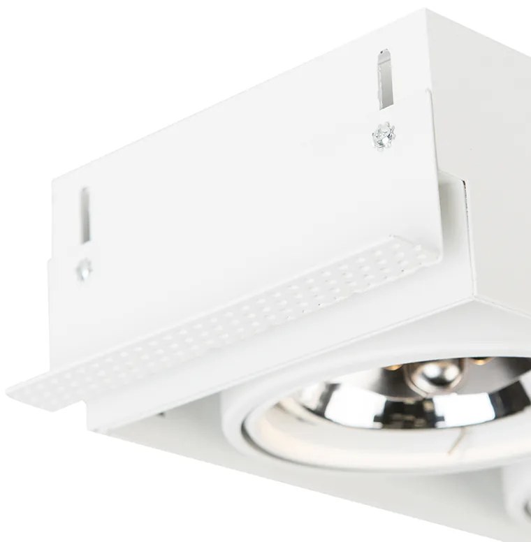 Set van 6 Grote Inbouwspot wit draai- en kantelbaar AR111 Trimless 2-lichts - Oneon QR111 / AR111 / G53 Binnenverlichting Lamp