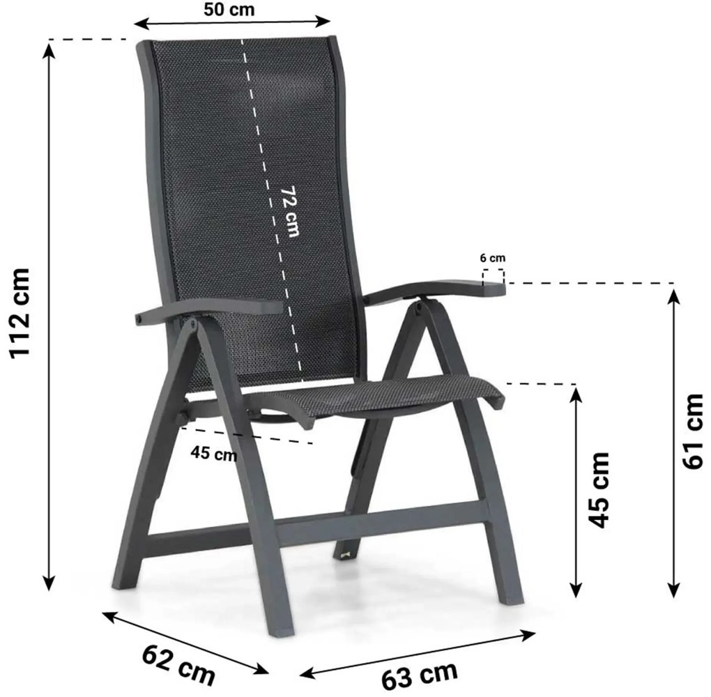 Tuinset 4 personen 180 cm Aluminium/Textileen /Aluminium/textileen Grijs Presto Tarenta/Madras