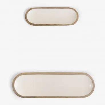 Set Van 2 Decoratieve Dienbladen Van Mangohout Fruela Licht Mangohout - Sklum
