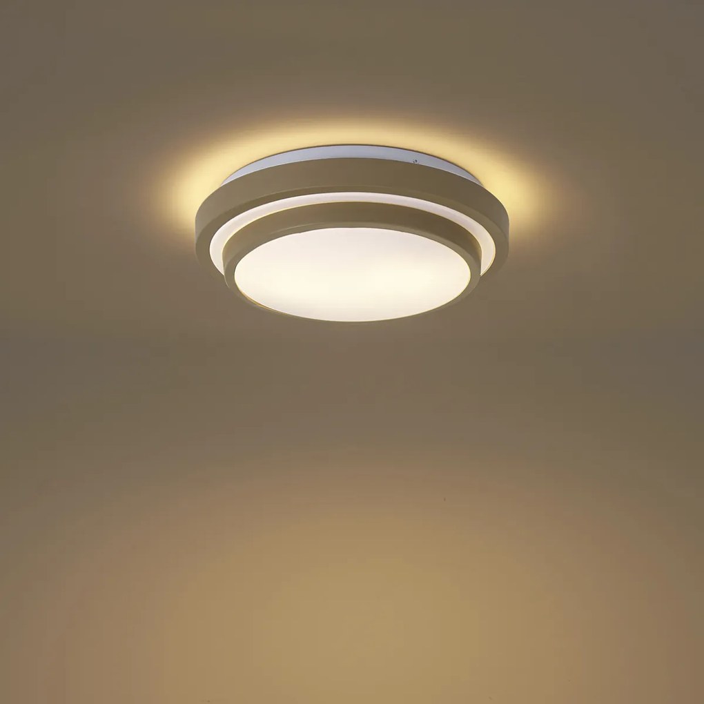 Moderne plafondlamp taupe met wit 34cm 2-lichts IP44 - Walden