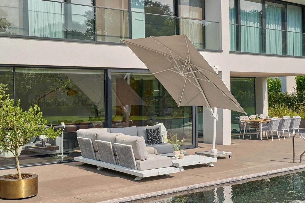 Santika Furniture Santika Belize Deluxe Parasol X White Frame/ Grey Fabric (excl.voet) Aluminium Grijs