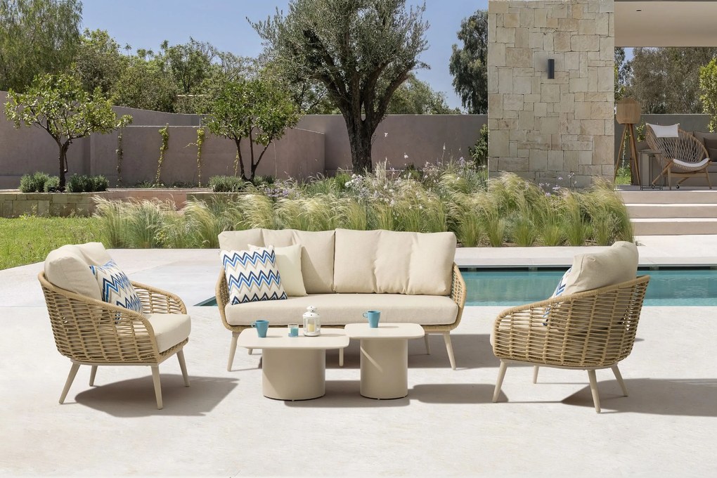 Stoel en Bank Loungeset 5 personen Aluminium/rope Zand/Beige  Coco Vinci/Ronda