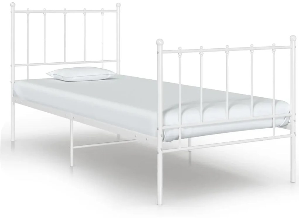 vidaXL Bedframe metaal wit 90x200 cm