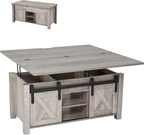 VEVOR Lift Top salontafel 100 cm, rustieke salontafel met schuurdeur en verborgen opbergvak, rechthoekig lifttafelblad voor woonkamer, kantoor, thuis, woonkamertafel, banktafel, eettafel, eikenhout