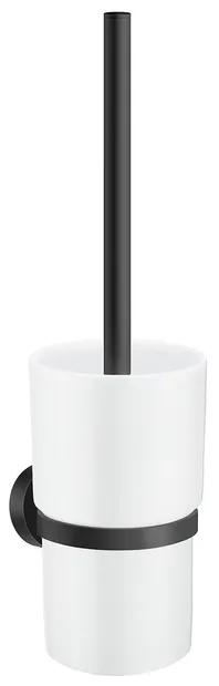 Smedbo Home WC-borstelgarnituur - 9.8x38cm - zelfklevend / boren - Massief messing Mat Zwart HB333P