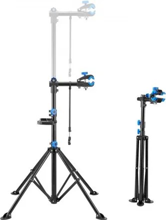 VEVOR Fietsreparatiestandaard Fietsmontagestandaard (draagvermogen 29,9 kg) met verstelbare hoogte van 835-1440 mm en magnetische gereedschapsbak, opvouwbare onderhoudsstandaard voor mountainbikes en racefietsen