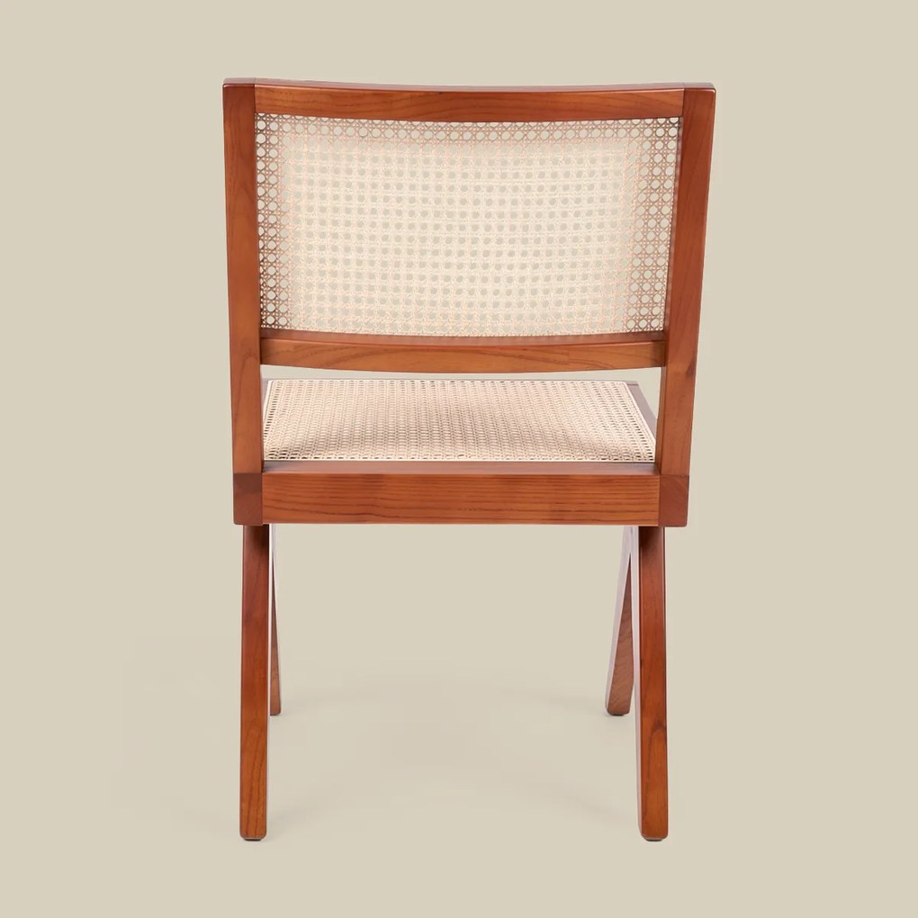 Walnoot Stoel Met Rotan Webbing