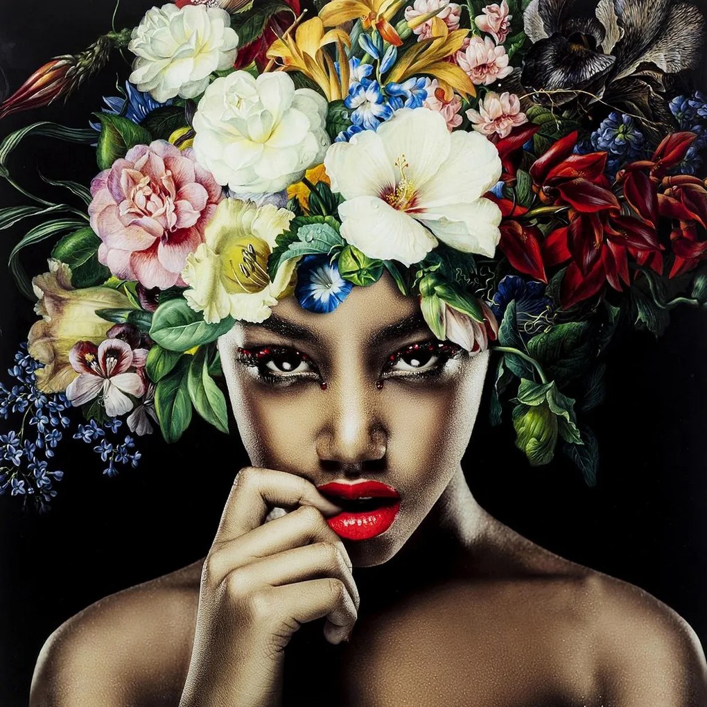 Kare Design Pretty Flower Woman Glas Portret