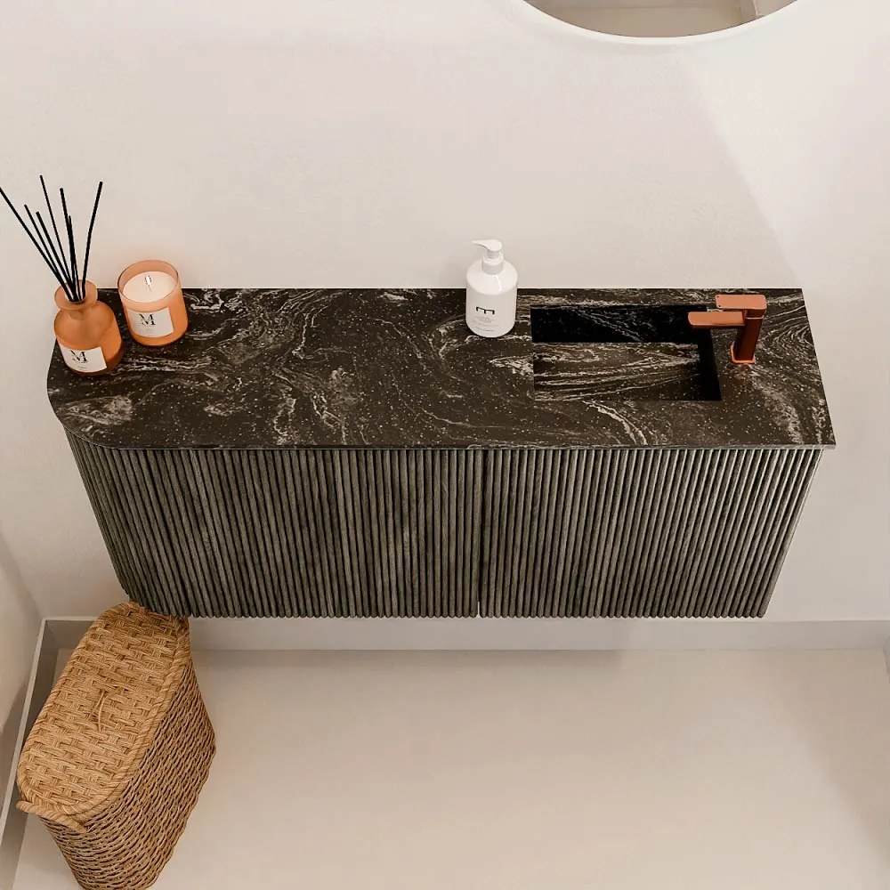 Mondiaz Joya DLux 90cm toiletmeubel ronding links shadow met wastafel faye rechts 1 kraangat lava
