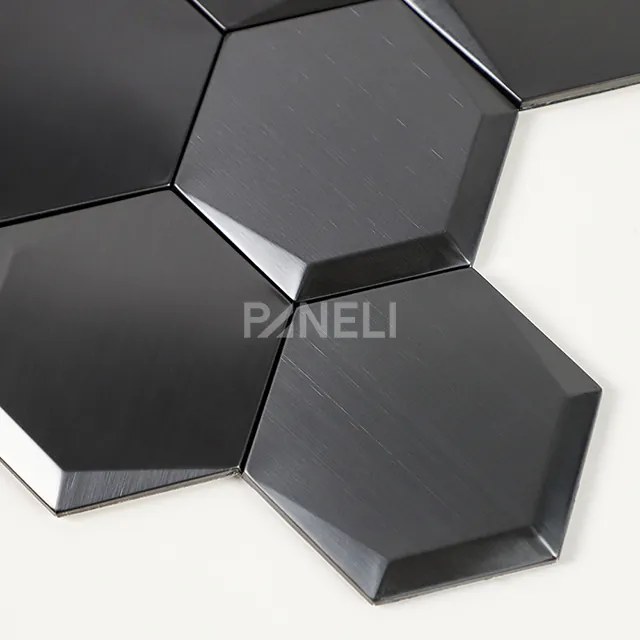 Zelfklevende 3D Tegel Cubi Metal - 26 cm x 30 cm x 0.60 cm | 0.5 kg | Paneli zelfklevende steenstrips