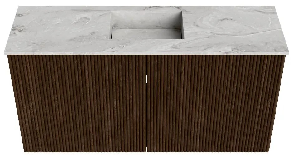 Mondiaz Joya DLux 80cm toiletmeubel walnut met wastafel faye midden zonder kraangat glace