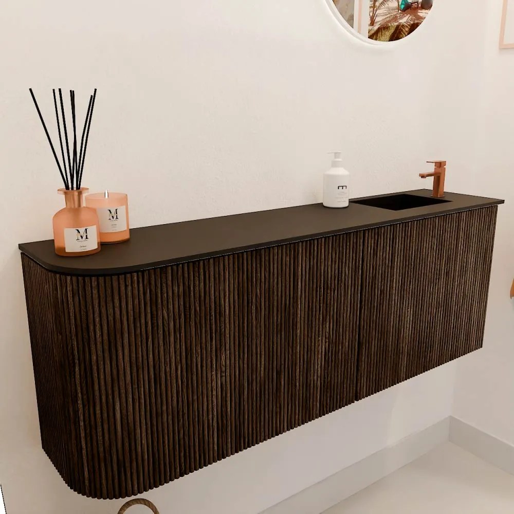 Mondiaz Joya 110cm toiletmeubel ronding links walnut met wastafel faye rechts 1 kraangat urban