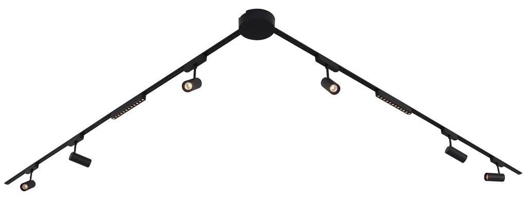 Railsysteem met 6 spots en 2 plafondlampen zwart 1-fase - Magnetic Gert Puntua