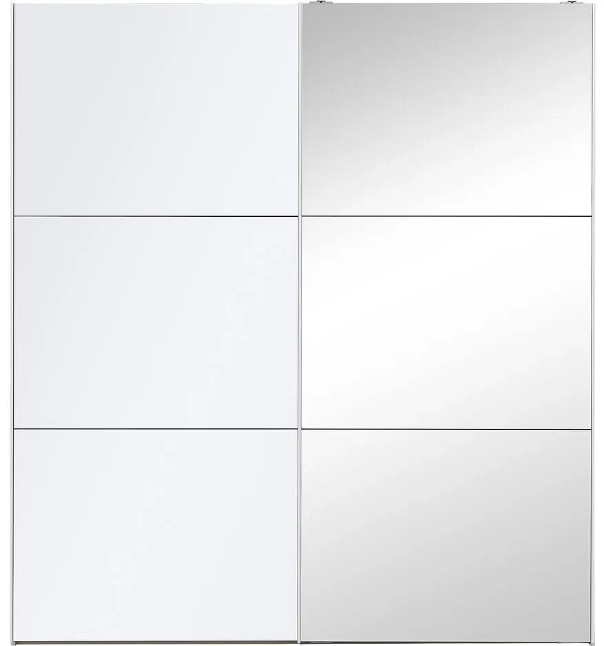 Goossens Kledingkast Easy Storage Sdk, 203 cm breed, 220 cm hoog, 1x 3 paneel glas schuifdeur li en 1x 3 paneel spiegel schuifdeur re